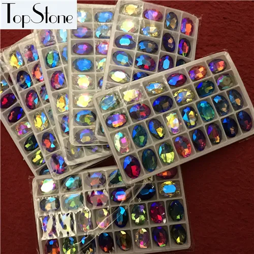 10x14mm 192pcs Topstone Овальный причудливый Камень mix colors AB 6x8,8x10,10x14,13x18,18x25,20x30 мм стеклянные кристаллы для изготовления ювелирных изделий - Цвет: 10x14mm 192pcs