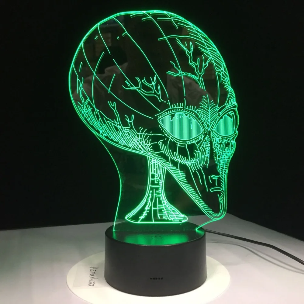 

7 Colors Changing 3D Illusion Pop-eyed Alien Shape Lamp Acrylic Night Light With Touch Switch Luminaria Kids Lava Lamp GX265