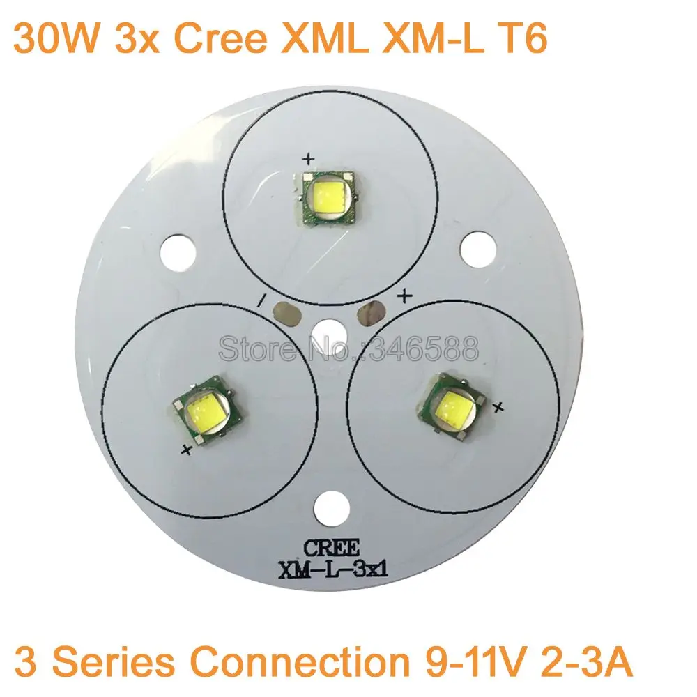 30 Вт Cree XLamp 3 серии XM-L XML холодный белый теплый белый нейтральный белый светодисветильник-11 в 2-3 А на 50 мм печатной плате для фонафонарь
