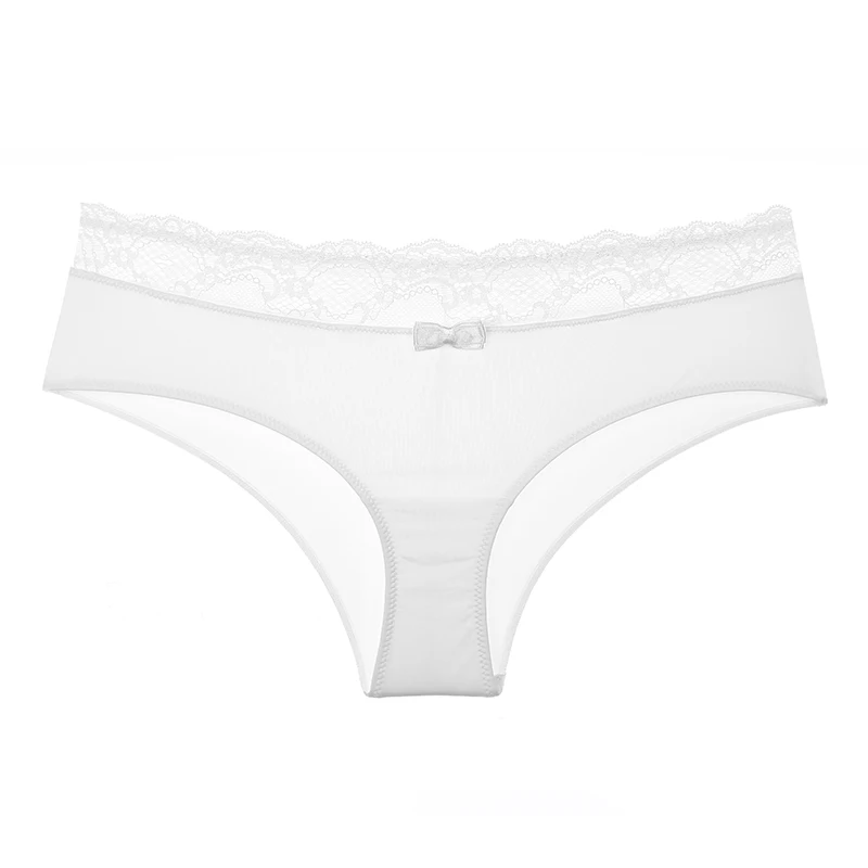 3pcs White BALALOUM 3 шт. Новое поступление высокое качество женские пикантные трусики нижнее белье трусы кружевные с бантом женское белье черный белый абрикосовый - Цвет: 3pcs White