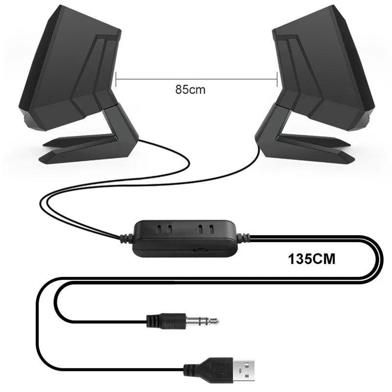 Портативный динамик USB двойной рог Проводные колонки стерео громкоговоритель