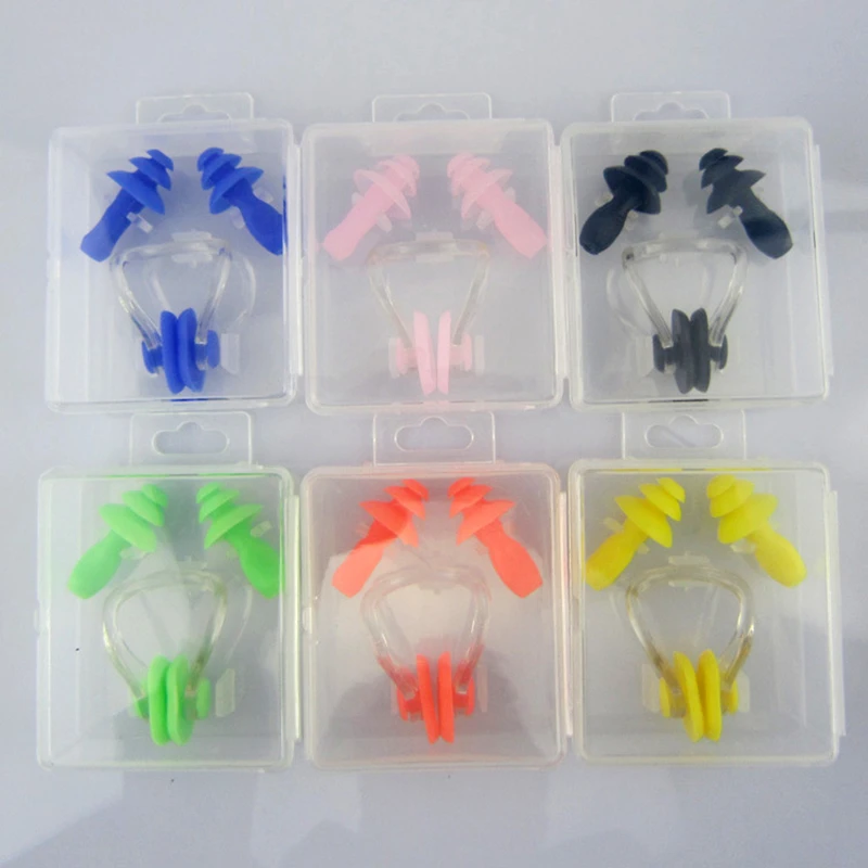 5 шт./лот плавания Водонепроницаемый ушной силиконовые беруши + зажим для носа