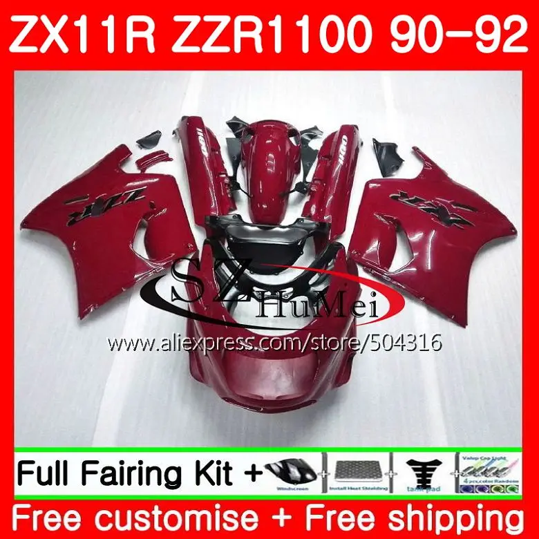 

Корпус для KAWASAKI NINJA ZZR1100 ZX 11R ZX-11R ZZR 1100 5SH21 ZX11 темно-красный ZX11R 90 91 92 ZX 11R 1990 1991 1992 комплект обтекателей