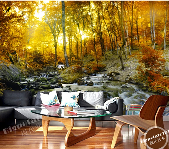 

Custom photo Wallpapers , autumn sun forest landscape for the living room bedroom TV background wall waterproof papel de parede