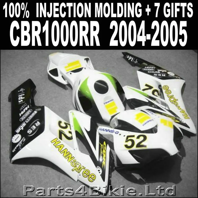 7 подарков Обтекатели для HONDA cbr1000rr 2004 2005 белый черный зеленый HANNSPREE CBR 1000 RR 04 05