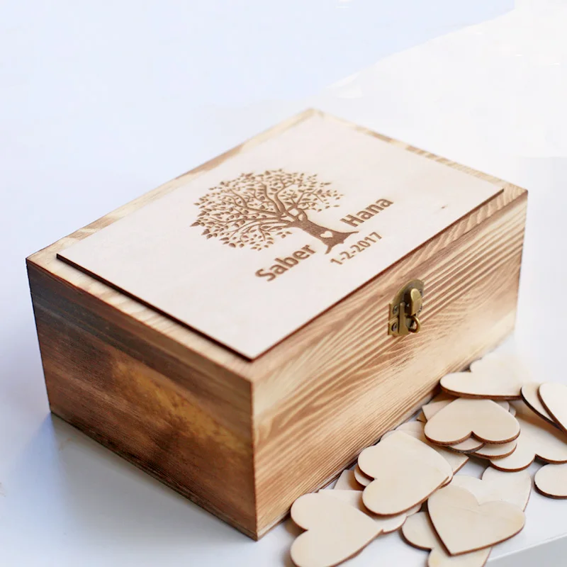 Индивидуальная книга для гостей на свадьбе деревянный ящик Keepsake заказ коробка