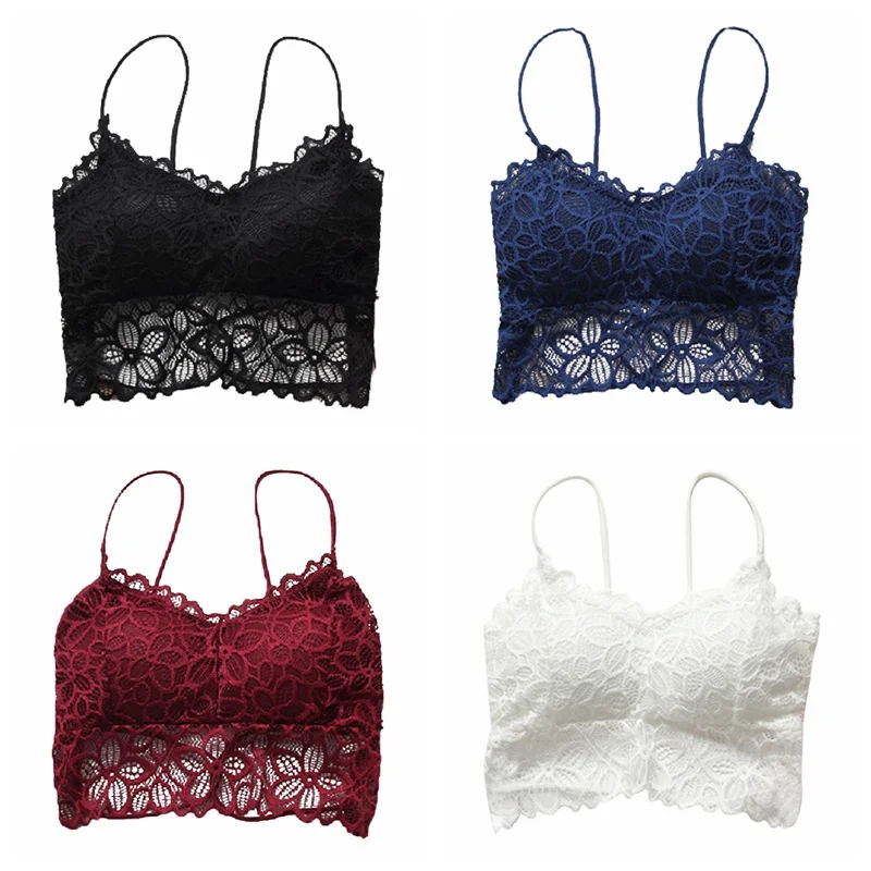 

Women Tube Tops Sexy Chest Padded Tank Tops For Women Wearing Fitness Underwear Lace bralette crop top Ladies