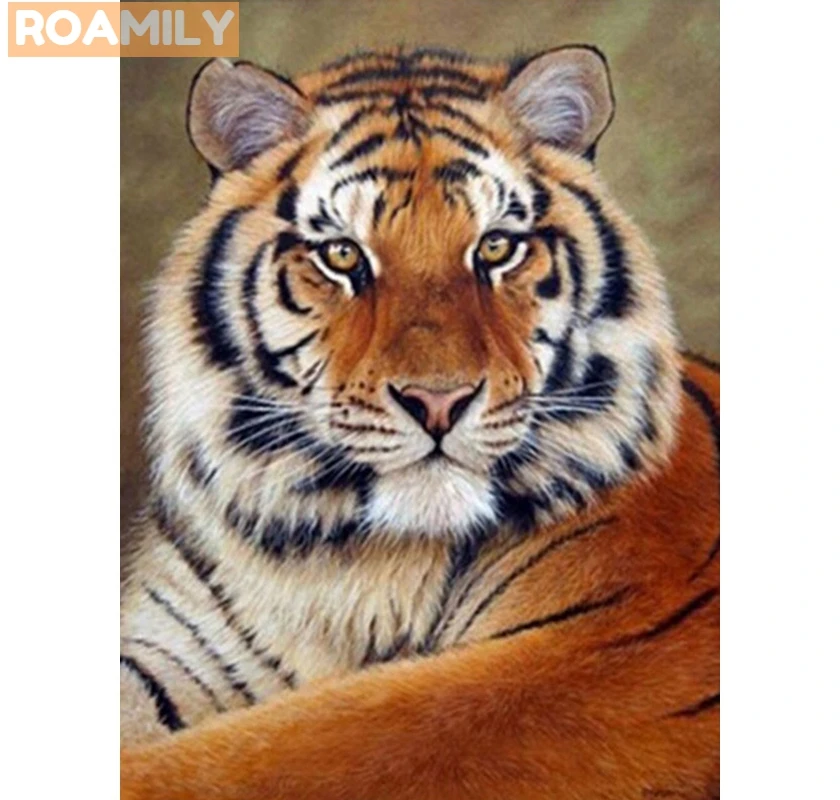 ROAMILY алмазная вышивка животные тигр крестиком Алмазная мозаика полный дисплей