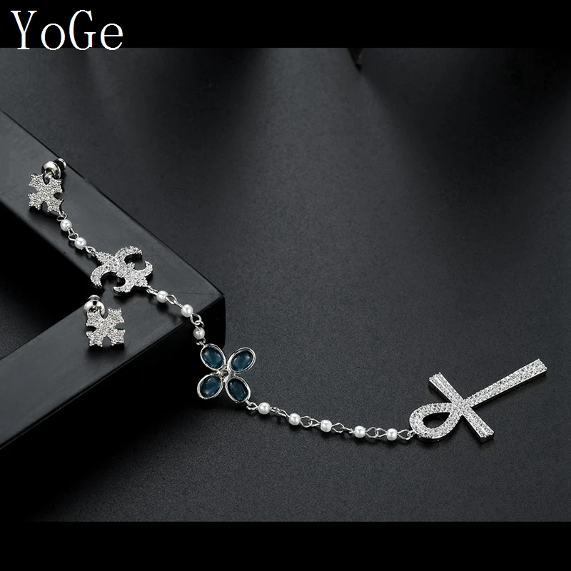 Женские ассиметричные серьги YoGe E1547 модные длинные серьги-капельки с
