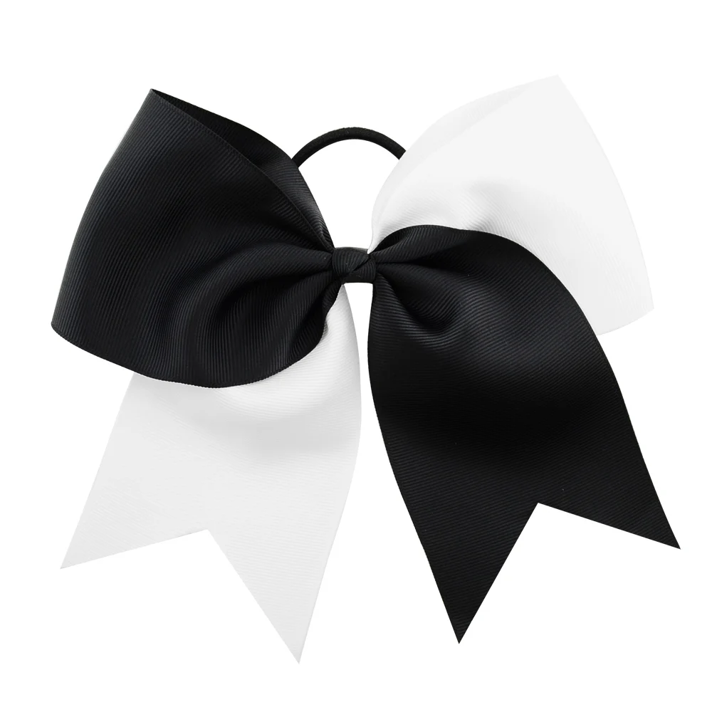 

1pcs 8 Inch The New Two-ton Solid Cheerleading Bow With Elastic Band Ribbon With Ponytail For Girl Boutique Hair Accessories887