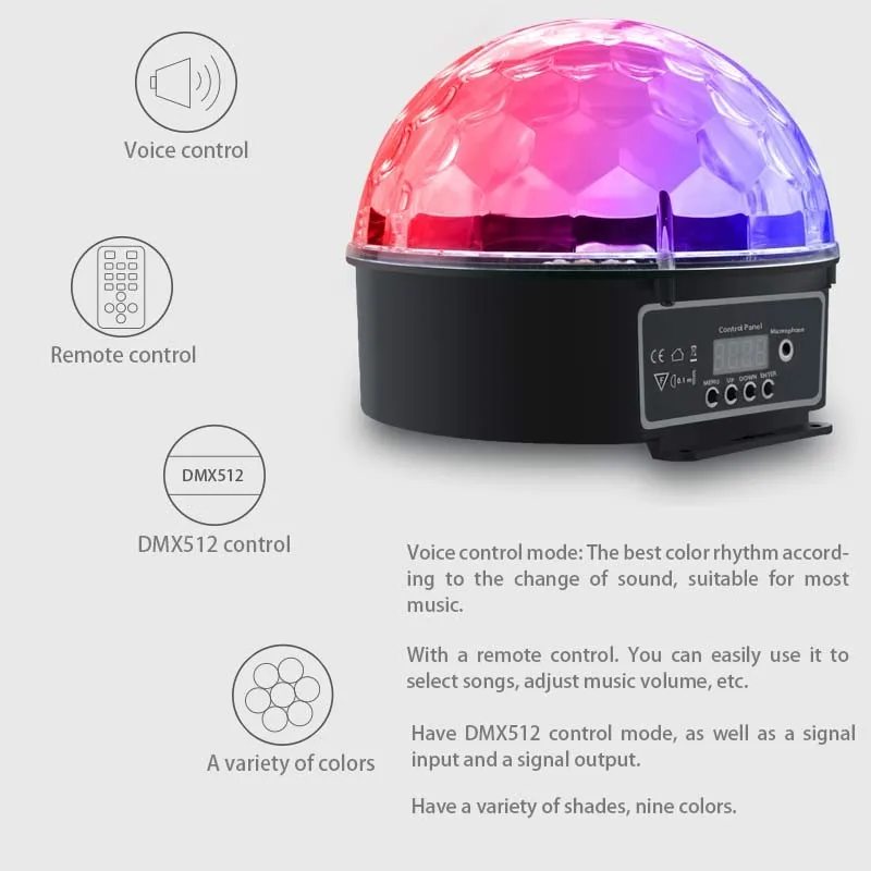 Atotalof LED хрустальный магический шар 9 цветов для вечеринки DMX512 свет с пультом