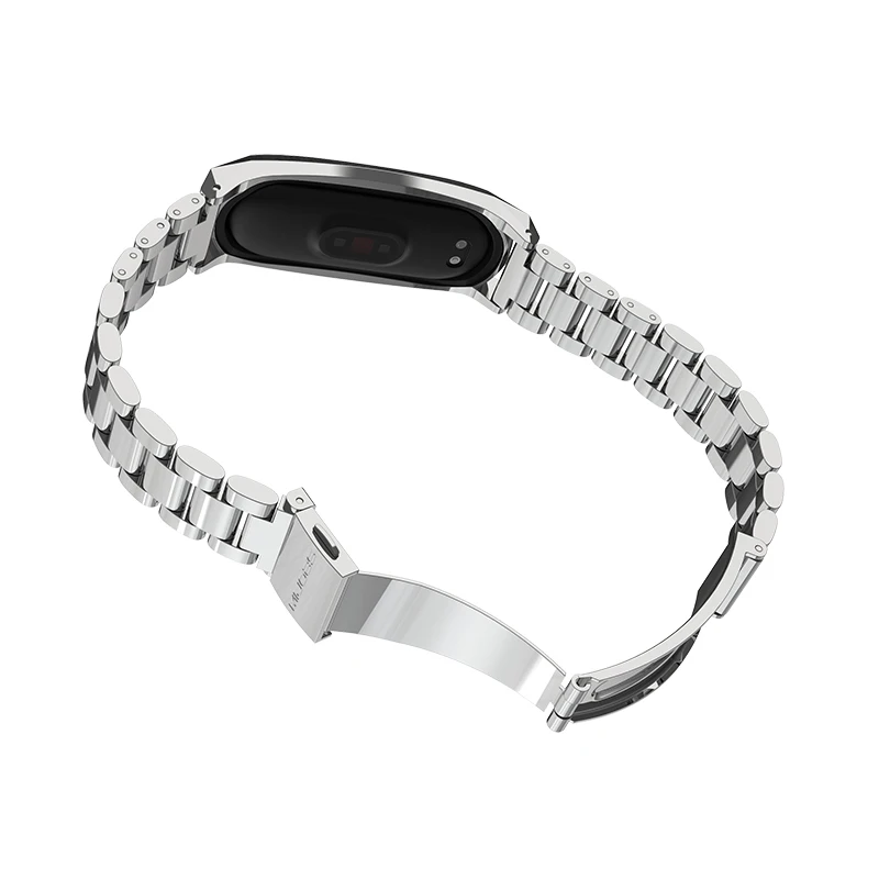 Mi рабочих мест металла трех браслет из бусинок mi Band 4/3 ремень аксессуары для xiaomi mi band 4/3 браслет ремешок GT Браслет Смарт-часы - Цвет: sliver