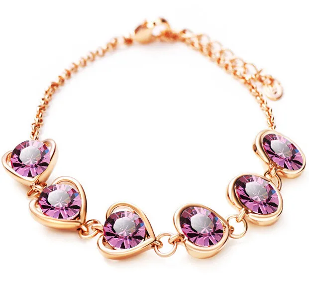 Браслеты женские из австрийского золота и серебра без никеля JS B057 2015 | Украшения