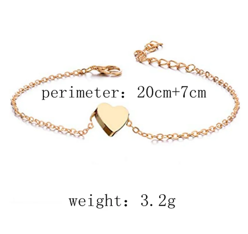 Beach Sexy Gold Tone Love Heart Ankle Bracelet Double Layer Chain Foot Anklets For Women Beautiful Jewelry | Украшения и