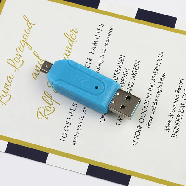CatXaa 2 в 1 многофункциональный SD TF кард-ридер Micro USB OTG кабель адаптер для Xiaomi huawei Android мобильный телефон компьютер ПК - Цвет: Blue