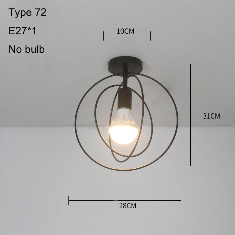Type 72 no bulb Светодиодные потолочные светильники, современный потолочный светильник, винтажный плафон, клетка, плафон для гостиной, промышленный декор, подвесной светильник - Цвет корпуса: Type 72 no bulb