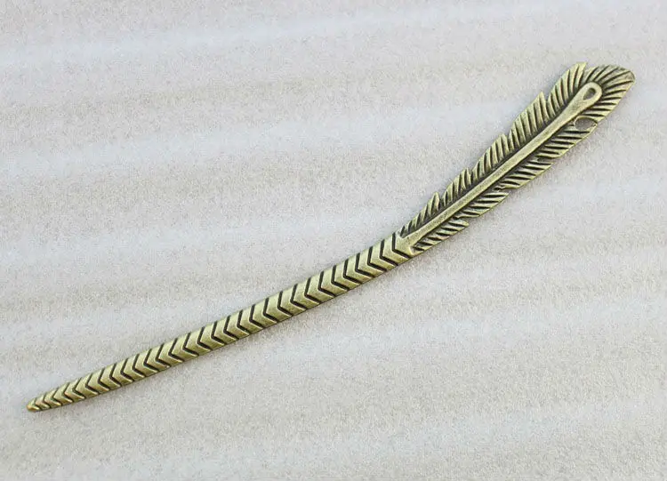 Бесплатная доставка 5 шт. состаренная бронза перо дизайнерские закладок для