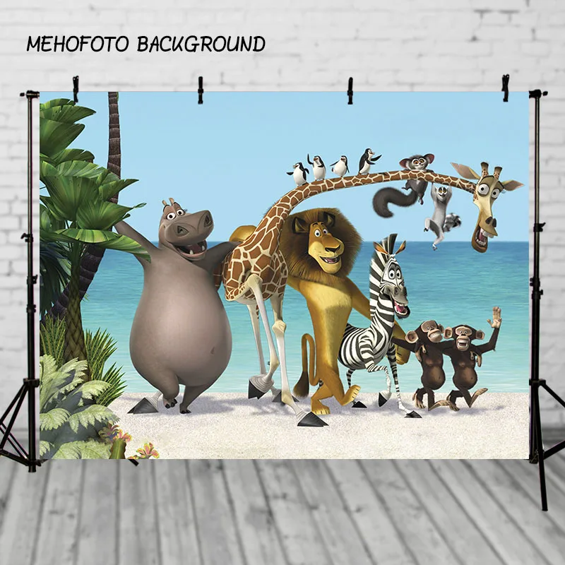 NeoBack Мадагаскарские вечерние фоны с животными для фотосъемки мультяшный бегемот жираф обезьяна зебра лев фоны для фотостудии