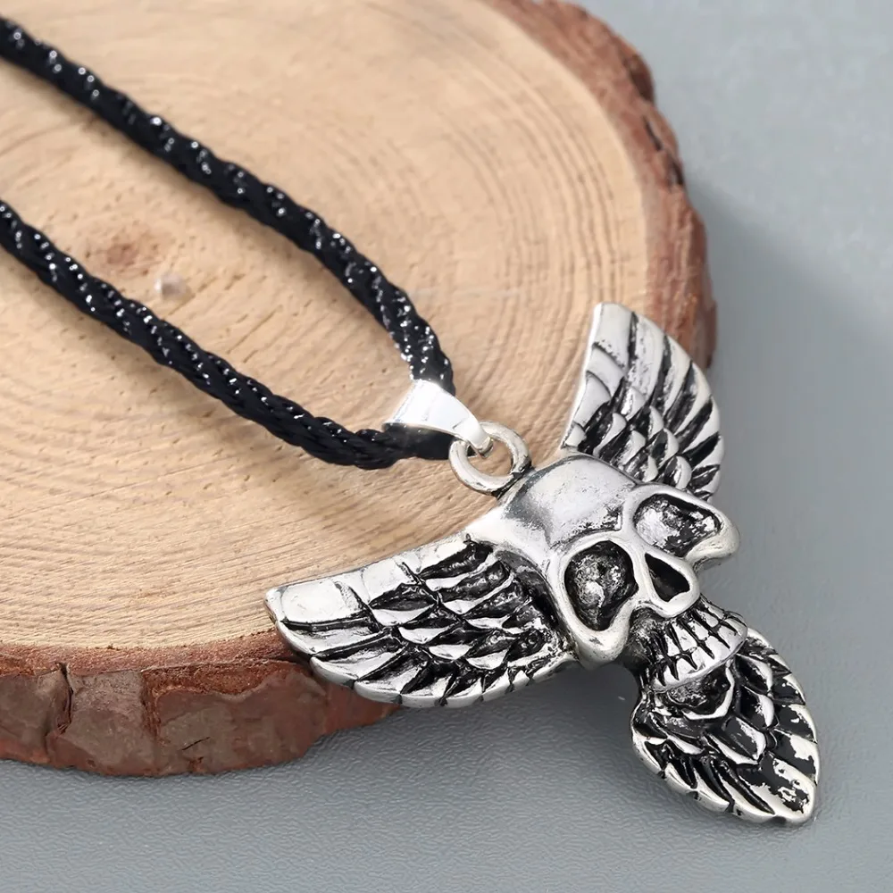 CHENGXUN Мужская мода футболки в стиле панк череп голова Орла неправ ожерелье