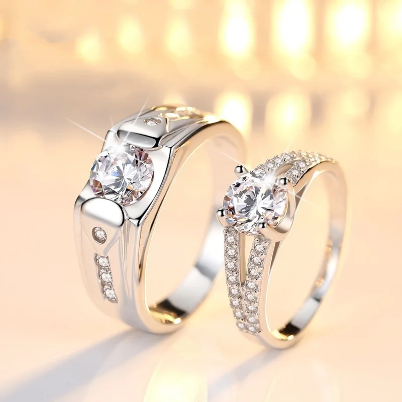 OMHXZJ Wholesale European Fashion Woman Man Party Wedding Gift Silver White Luxury AAA Zircon S925 Sterling Ring RR306 | Украшения и