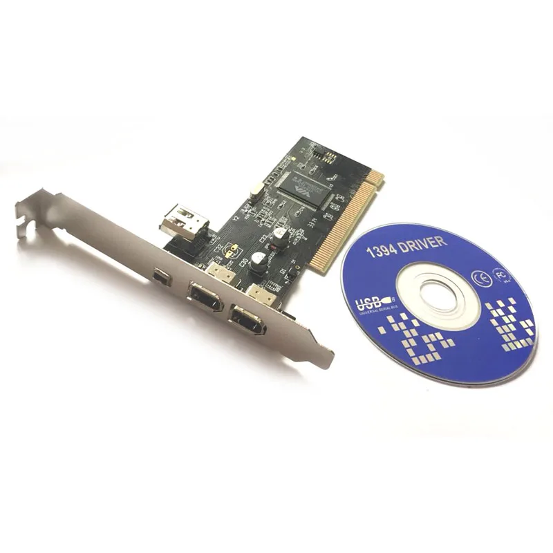 Новый контроллер карты с 3 портами Firewire IEEE 1394 4 / 6 Pin PCI DV адаптер видеозахвата для HDD