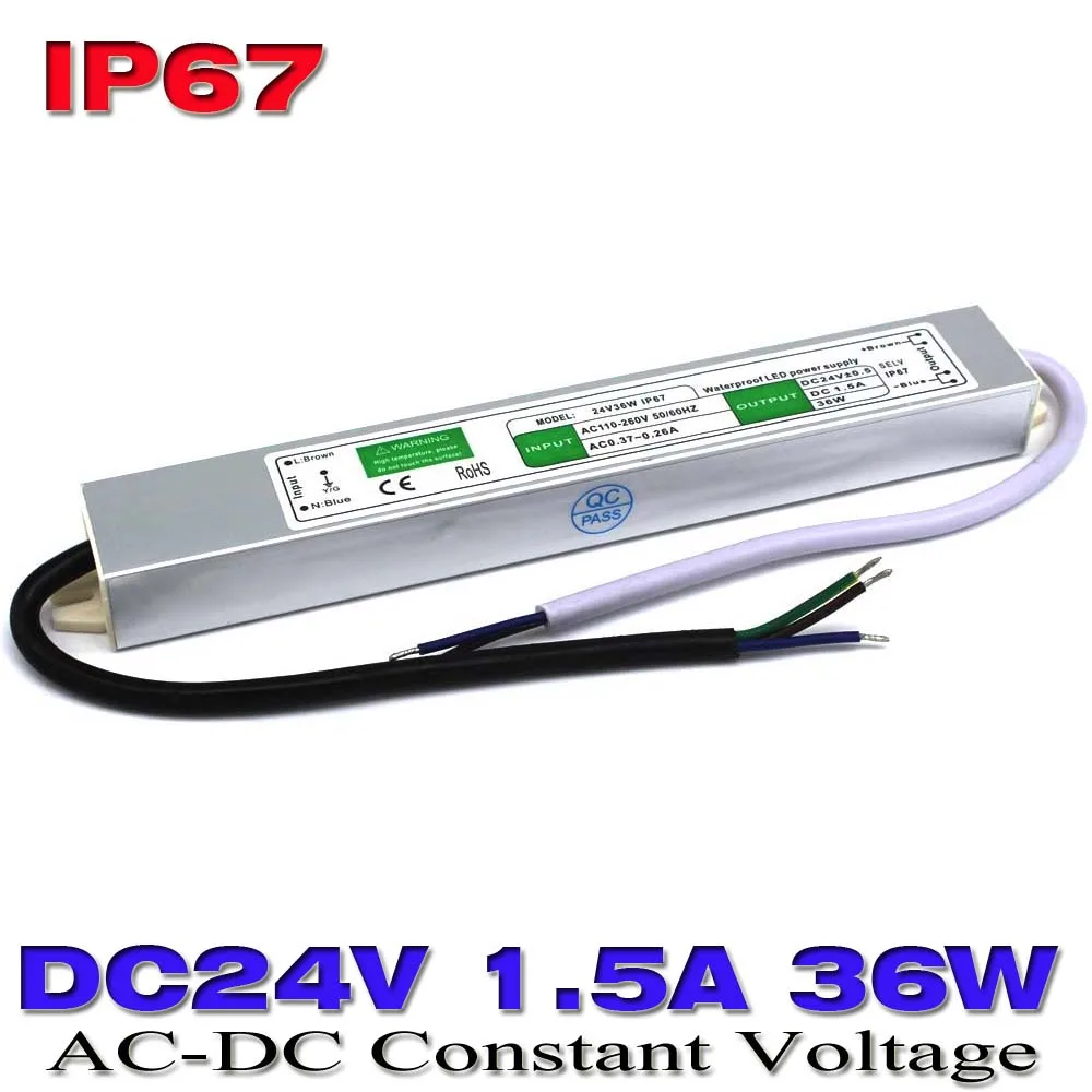 Водонепроницаемый ip67 Импульсный источник питания DC 24V 1.5A 36W трансформатор