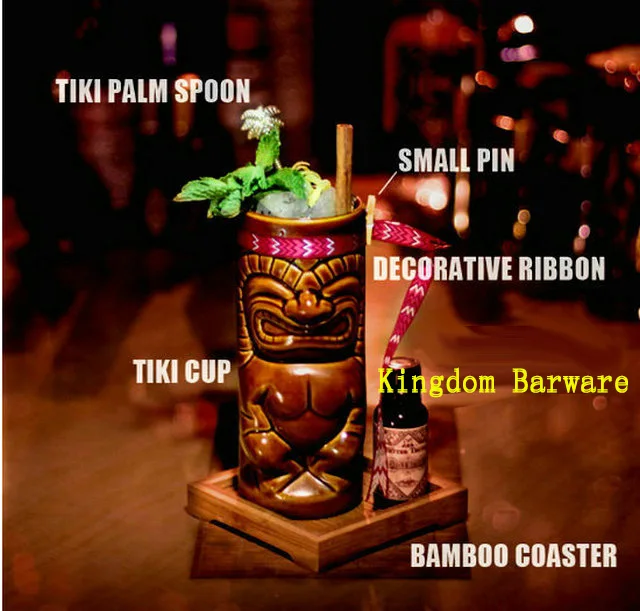 Набор из 6 бамбуковых подставок для коктейльных напитков стеклянная чашка Tiki