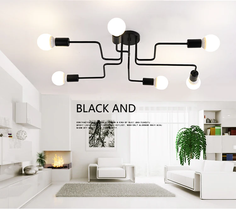

Vintage Ceiling Lights For Home Lighting Luminaire Multiple Rod Wrought Iron Ceiling Lamp E27 Bulb Living Room Lamparas De Techo