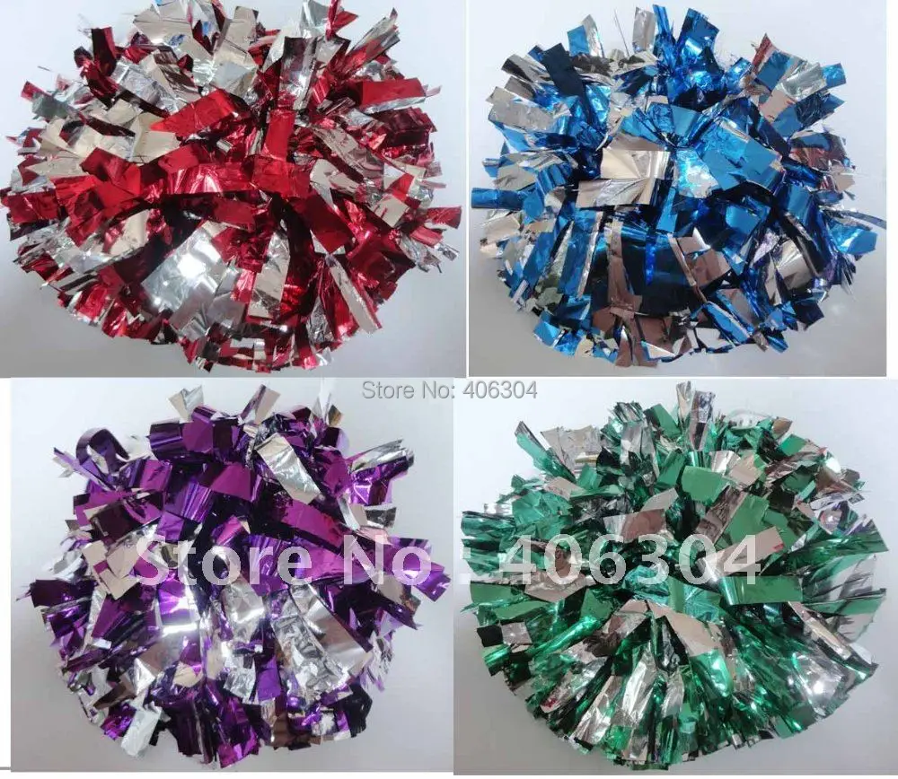 150G Fadeless not fading Cheering Metallic pompom with baton handle in the middle Cheerleading products ballroom costume - купить по