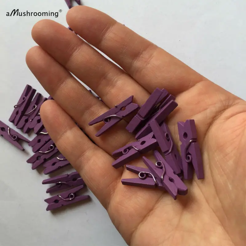X100 фиолетовый мини деревянная прищепка для белья | Деревянный зажим Крошечные