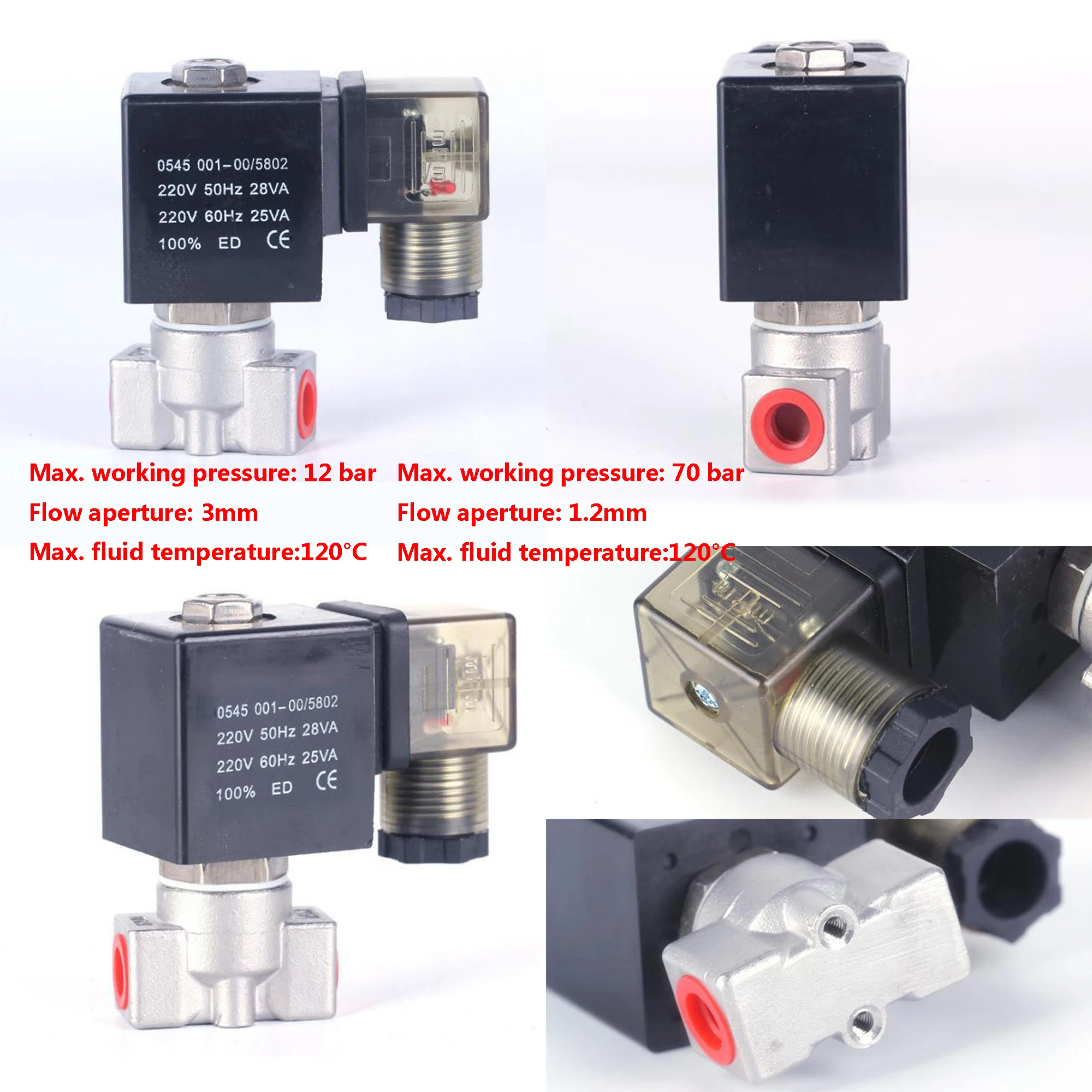 DN08 нормально закрытый газовый Соленоидный клапан высокого давления нержавеющая