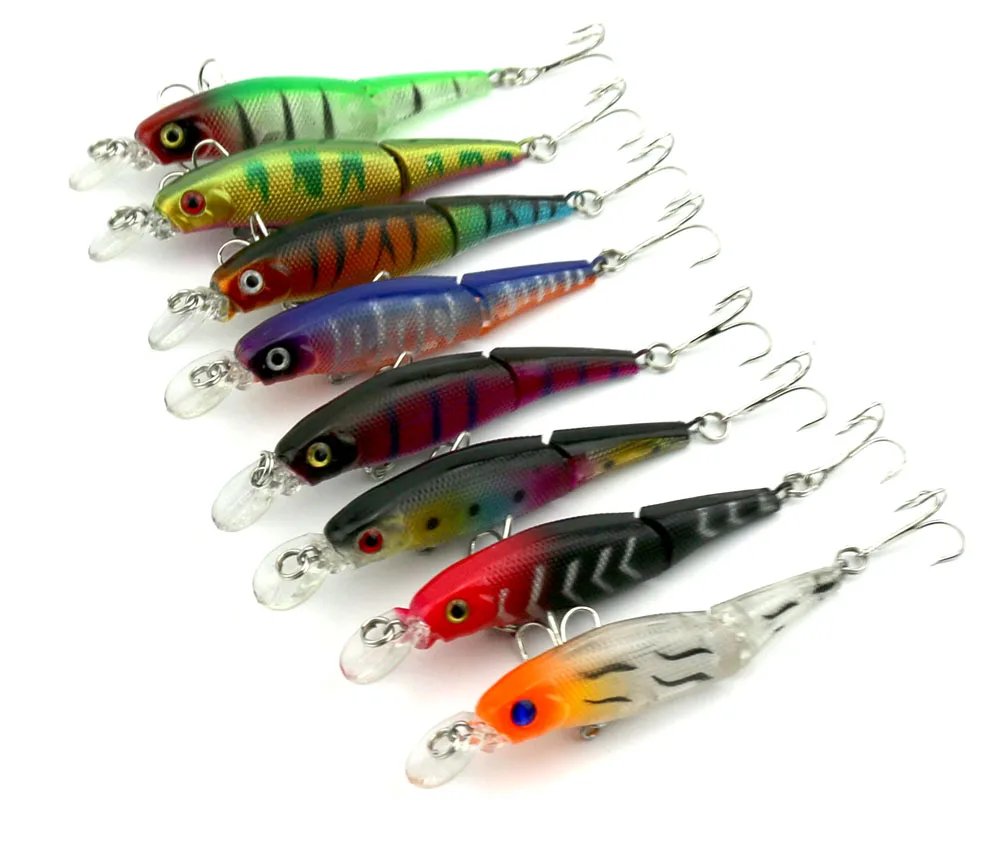 

Big Sale 8pcs Jointed Fishing Lure Hard Artificial Fishing Baits Minnow Lure With 6#Hooks 3D Fish Eyes Fishing Tackle 8.8cm 7.5g