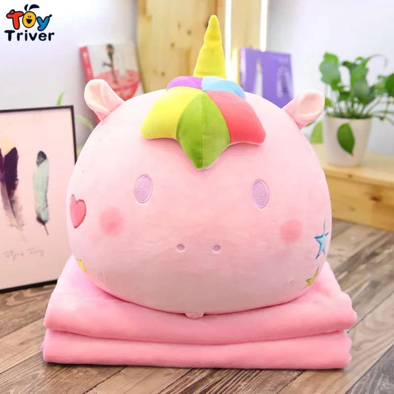 Портативное одеяло Kawaii с единорогом плюшевая игрушка кукла для маленькой