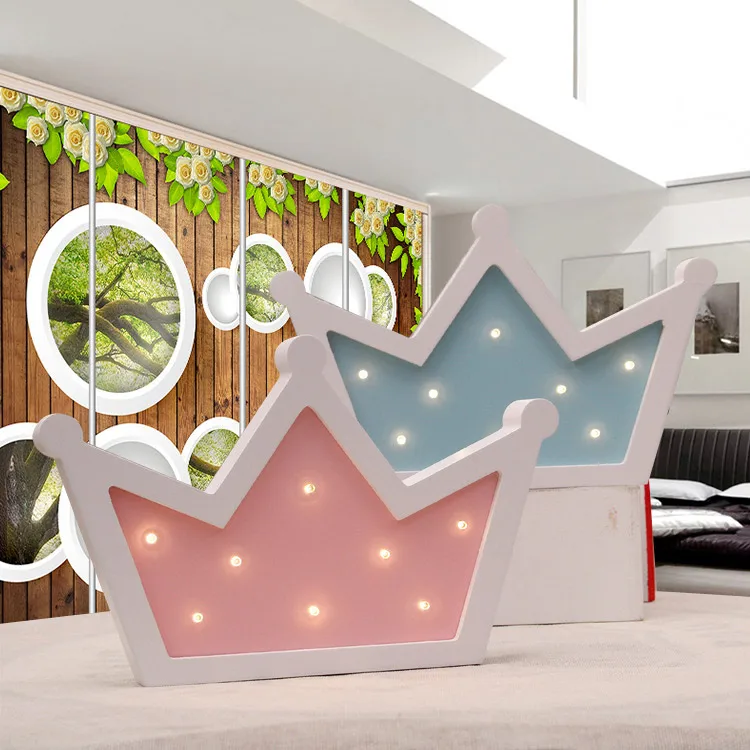 Деревянная Корона моделирование ночной светодио дный светодиодные настенные