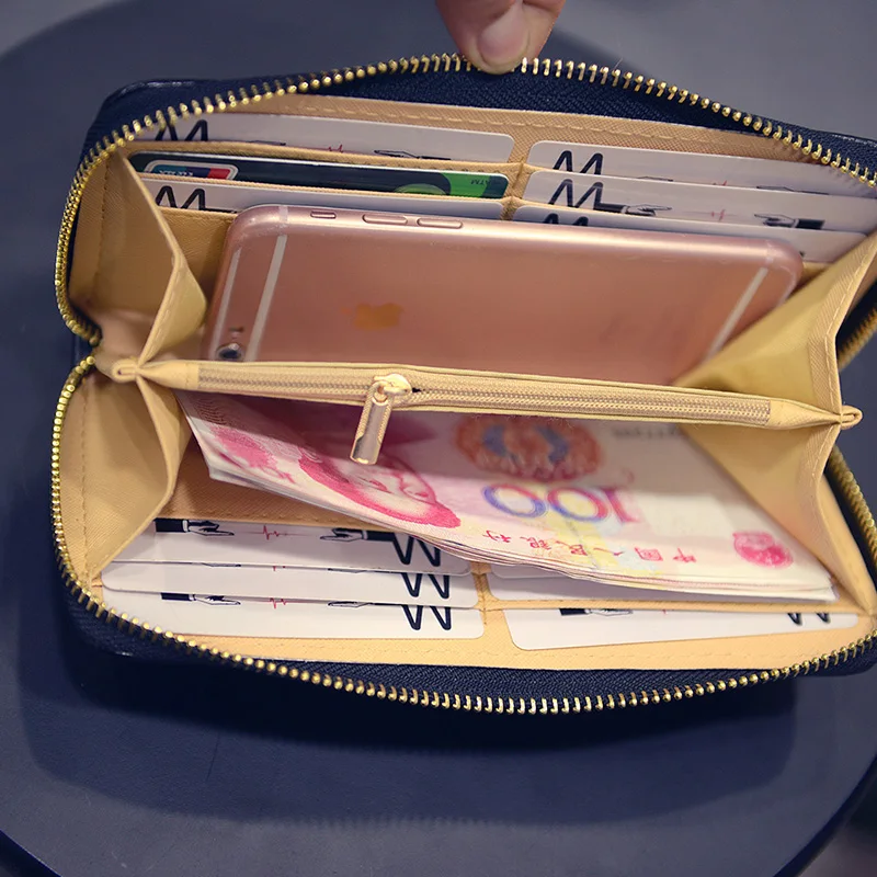 Новый Для женщин Длинный кошелек Давление Box Кошелек Леди на молнии модные сумки