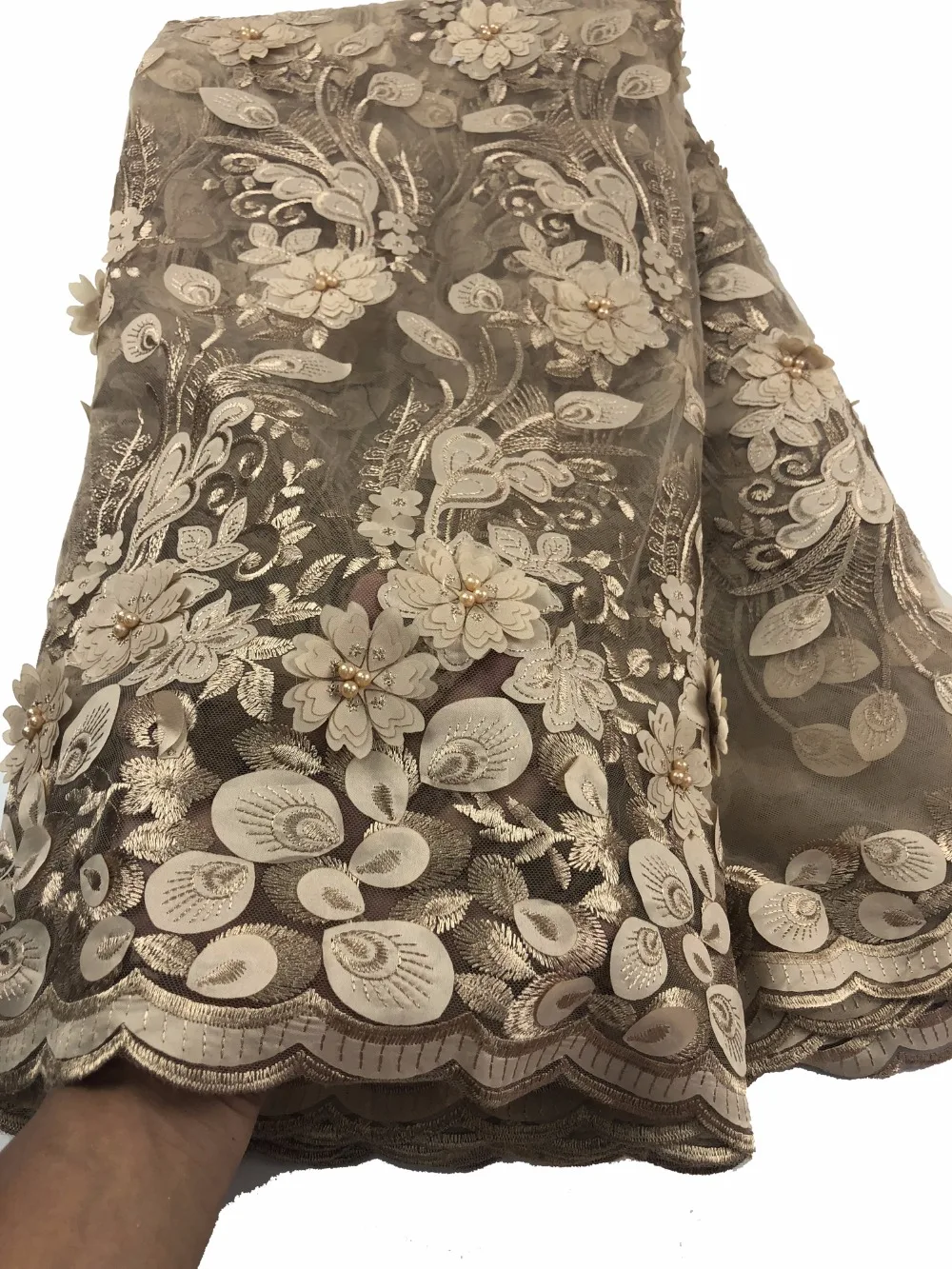 

High Quality Nigerian Lace Fabrics Green Color African French Net Lace Fabric Embroidered Tulle Mesh Lace Fabric A725