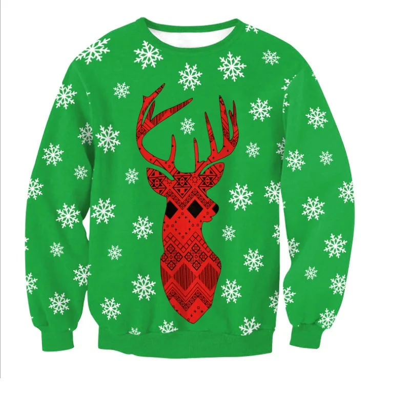 New Christmas Sweater Women/Men Fashion Santa 3D Printed Funny Ugly Sweaters O-Neck Long Sleeve Casual Streetwear | Женская одежда