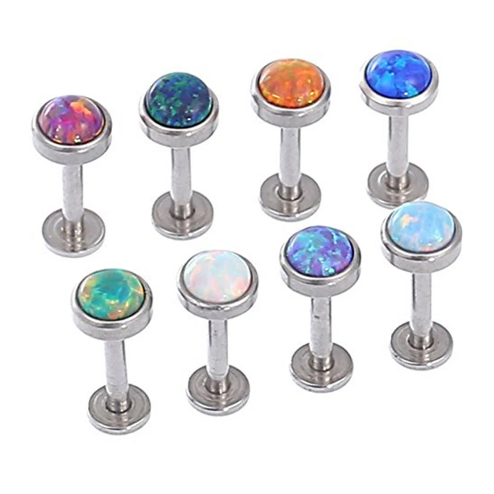 Showlove-1Pc 16g кольца для губ из хирургической стали с опалом и драгоценным камнем