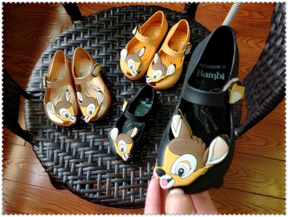 Mini Melissa/Новинка 2019 года дизайнерская прозрачная обувь с рисунком оленя детские