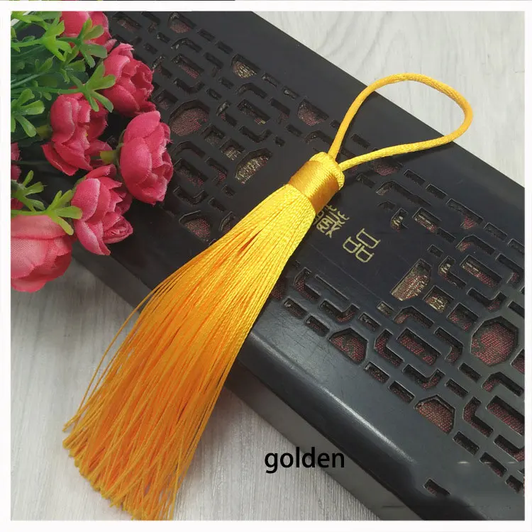 golden 12 шт./лот, 12 см, висячая веревка с кисточками, шелковая бахрома, декоративные кисточки для шитья штор, одежда, аксессуары для украшения дома - Цвет: golden