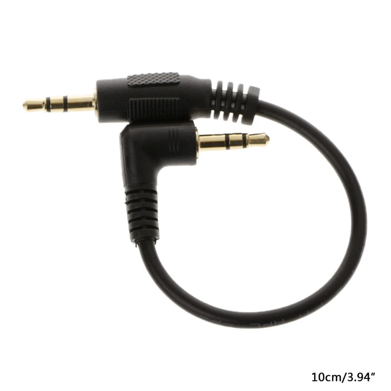 

10cm Auto Car Right Angle Male To Male 3.5mm Aux Jack Speaker Audio Cable Adapter