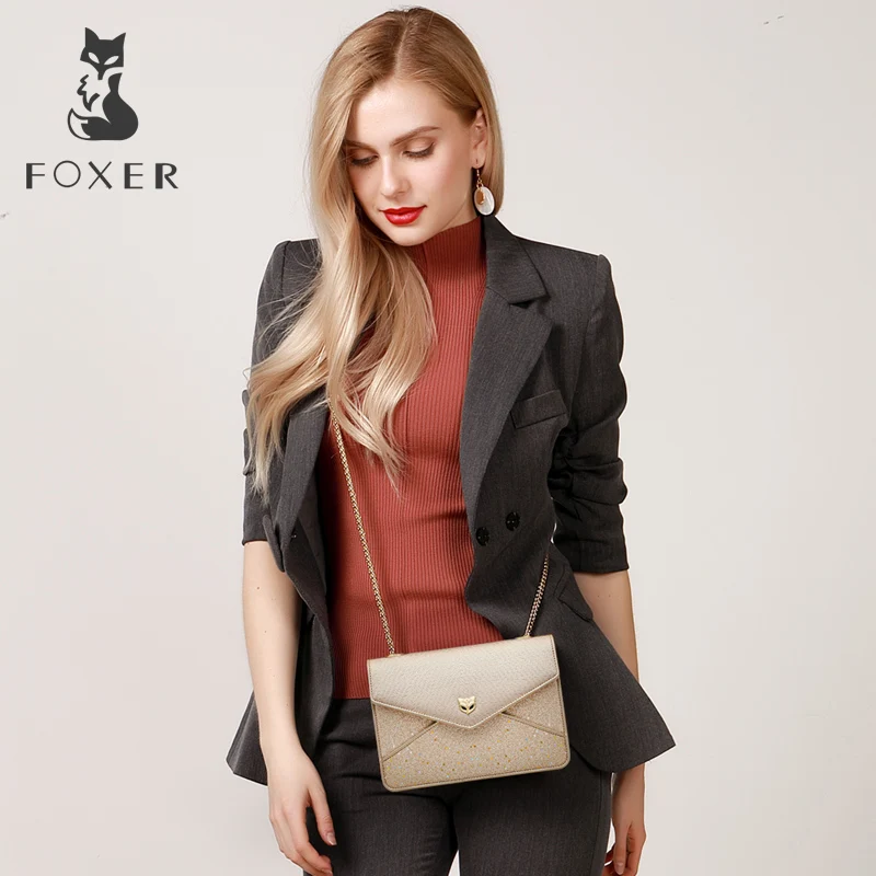 FOXER Brand Girls Gold Chains Message Bag Chic Women Playful Pacthwork Crossbody Bags Female Sequin Flap | Багаж и сумки