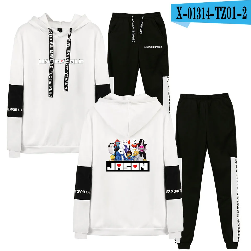 Осень/зима Undertale хип-хоп Undertale толстовки и спортивные штаны мужские комплект из двух предметов с капюшоном бархатный костюм - Цвет: N