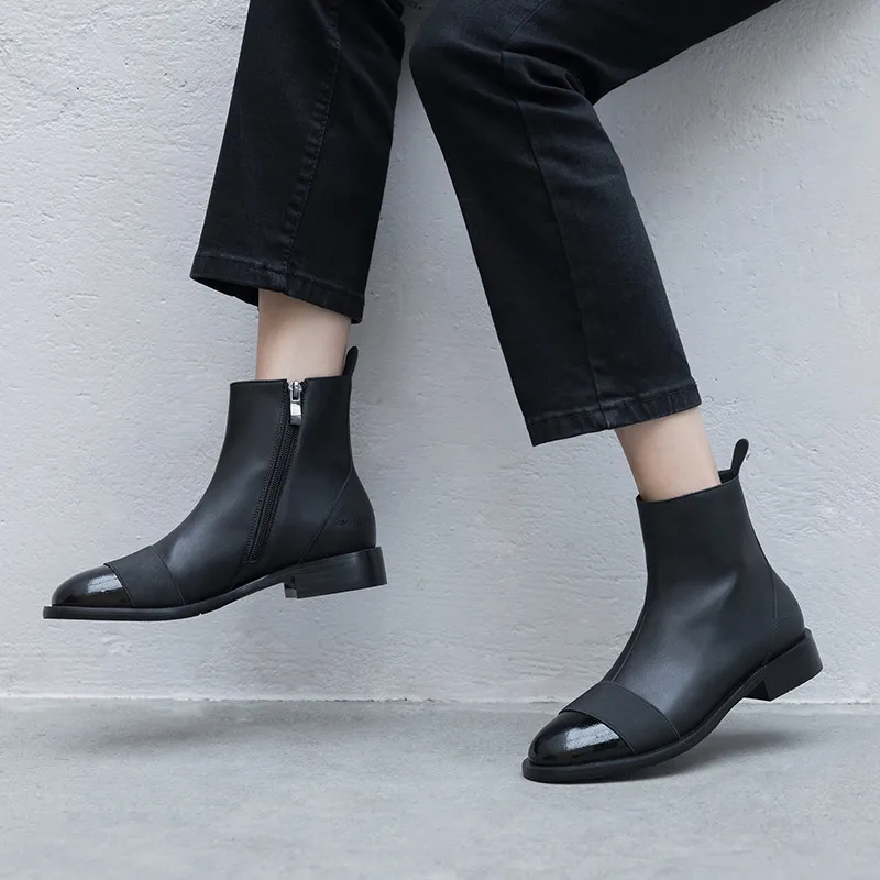 Masgulahe 2020 new arrival women ankle boots round toe zip autumn comfortable fashion square low heels casual shoes woman | Обувь