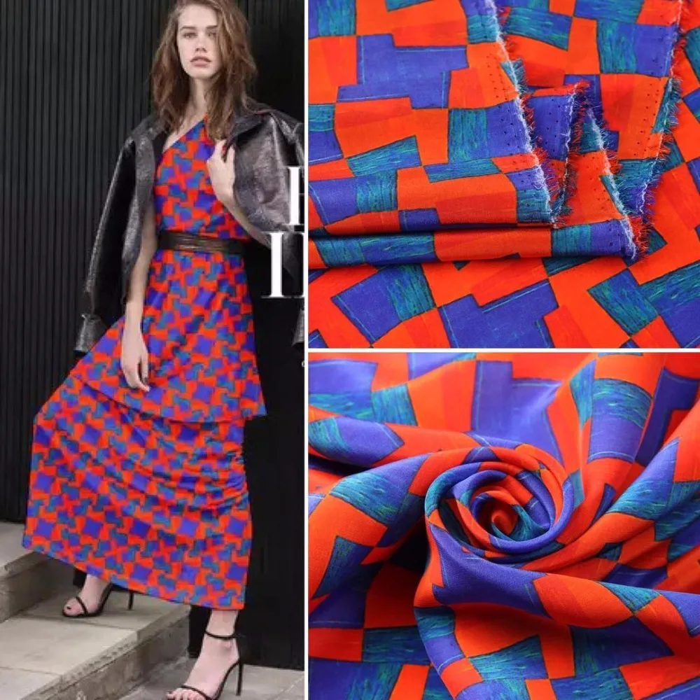 Номер 1-6 Цифровая печатная шелковая креповая ткань 100% шелк вес 12 момме ширина 135