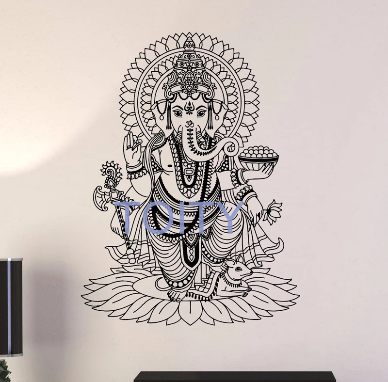 

Виниловые Настенные стикеры Ganesha, Индия, индустрийская лампа, внутренний дизайн, художественные фрески для спальни, размер 76 см x ширина 57 см/...