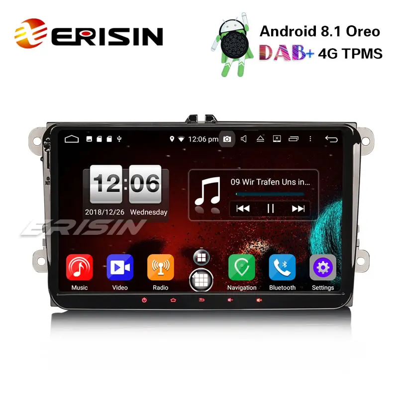 Erisin ES7691V 9 &quotAndroid 8 1 автомобильный стерео DAB + gps OPS BT для VW Passat Golf блок EOS Polo