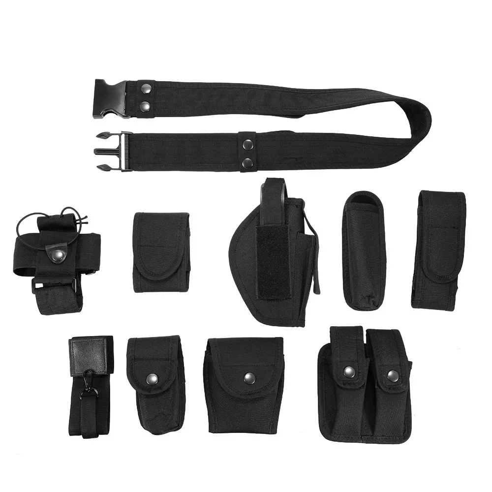 

10 Pieces Parts All in One Set Military Tactical Waist Belt Gun Holster Flashlight bag