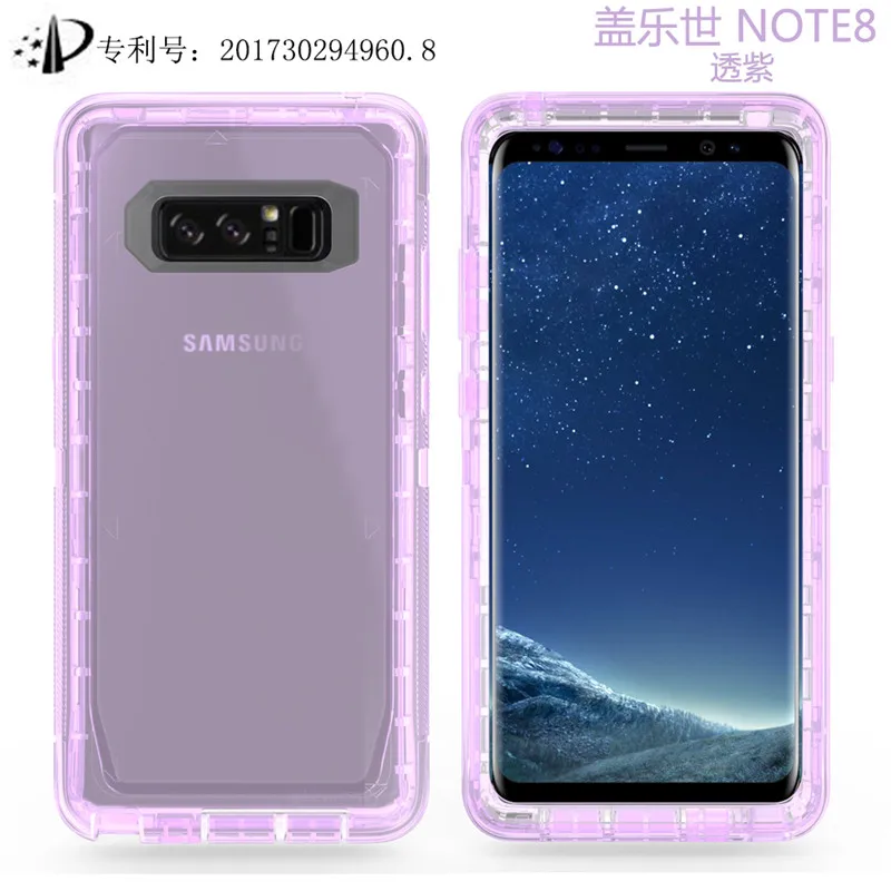 Передняя и задняя 360 Защитная Прозрачная крышка для samsung s7edge s8 s9 s10 Plus s10lite note8 note9 Кристальный Чехол для мобильного телефона - Цвет: Transparent Purple