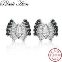 black awn wedding stud earrings for women genuine 925 sterling silver jewelry butterfly boucle doreille brincos i043